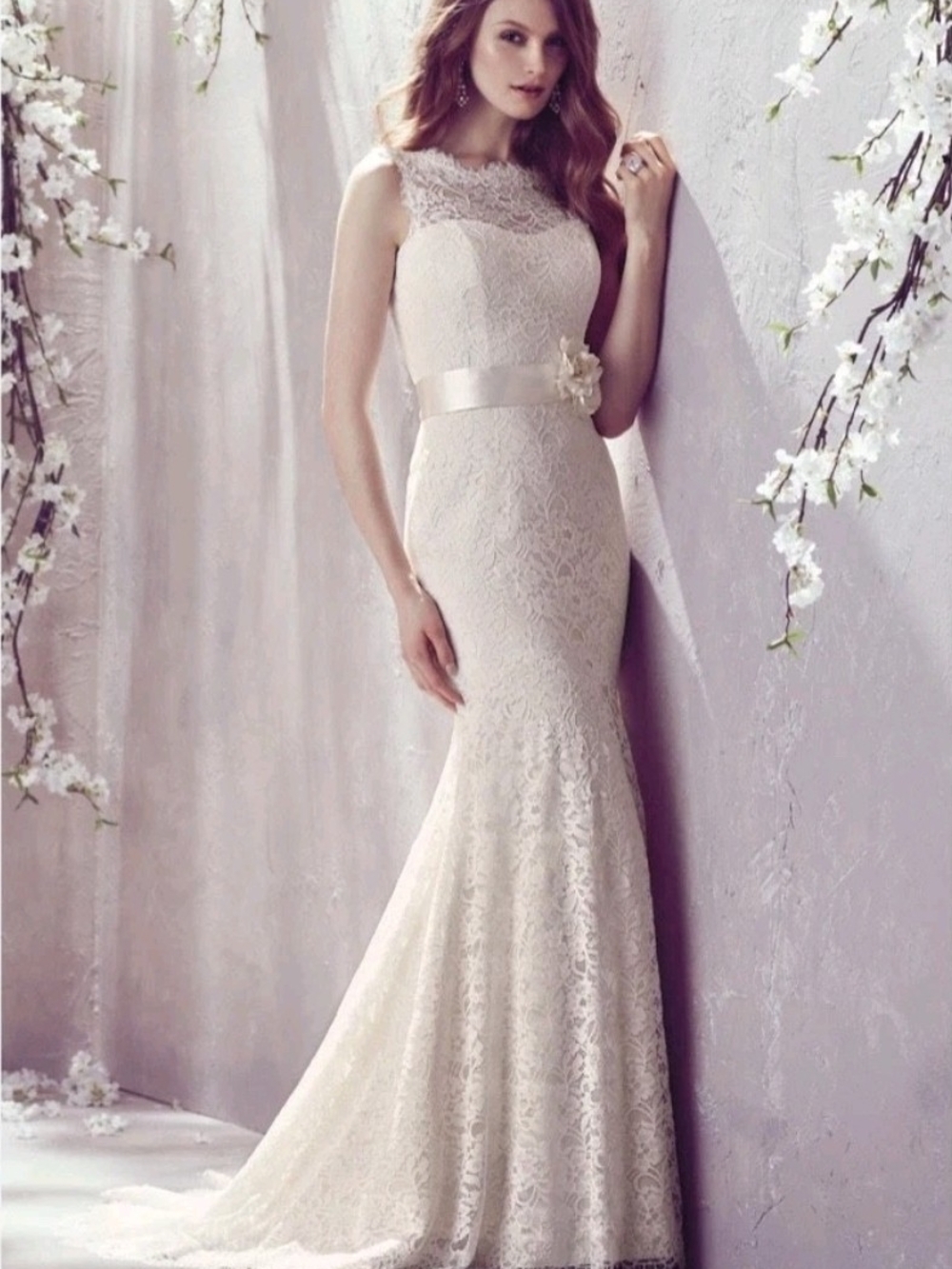 Mikaella Bridal Lace Mermaid Gown in Ivory